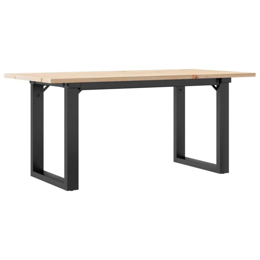 vidaXL Masă de cafea, cadru O, 100x50x45 cm, lemn masiv pin și Oţel