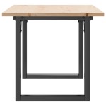 vidaXL Masă de cafea, cadru O, 100x50x45 cm, lemn masiv pin și Oţel