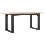 vidaXL Masă de cafea, cadru O, 100x50x45 cm, lemn masiv pin și Oţel