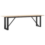vidaXL Masă de cafea, cadru O, 160x40x45 cm, lemn masiv pin și Oţel vidaXL Masă de cafea, cadru O, 160x40x45 cm, lemn masiv pin și Oţel
