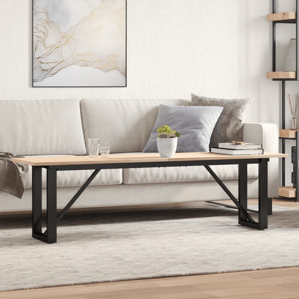 vidaXL Masă de cafea, cadru O, 160x40x45 cm, lemn masiv pin și Oţel