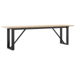 vidaXL Masă de cafea, cadru O, 160x40x45 cm, lemn masiv pin și Oţel vidaXL Masă de cafea, cadru O, 160x40x45 cm, lemn masiv pin și Oţel
