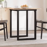 vidaXL Masă de bucătărie, cadru O, 60x60x75 cm lemn masiv pin și Oţel