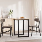 vidaXL Masă de bucătărie, cadru O, 60x60x75 cm lemn masiv pin și Oţel