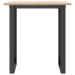 vidaXL Masă de bucătărie, cadru O, 60x60x75 cm lemn masiv pin și Oţel