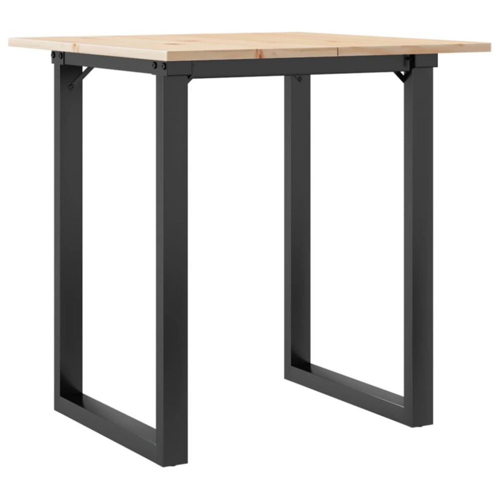 vidaXL Masă de bucătărie, cadru O, 70x70x75 cm lemn masiv pin și Oţel