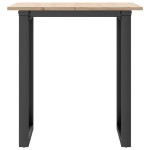 vidaXL Masă de bucătărie, cadru O, 70x70x75 cm lemn masiv pin și Oţel
