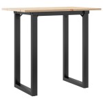 vidaXL Masă de bucătărie, cadru O, 80x50x75 cm lemn masiv pin și Oţel