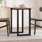 vidaXL Masă de bucătărie, cadru O, 80x50x75 cm lemn masiv pin și Oţel