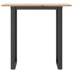 vidaXL Masă de bucătărie, cadru O, 80x50x75 cm lemn masiv pin și Oţel