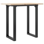 vidaXL Masă de bucătărie, cadru O, 80x50x75 cm lemn masiv pin și Oţel