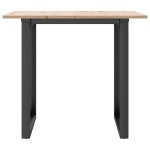 vidaXL Masă de bucătărie, cadru O, 80x80x75 cm lemn masiv pin și Oţel