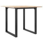 vidaXL Masă de bucătărie, cadru O, 80x80x75 cm lemn masiv pin și Oţel