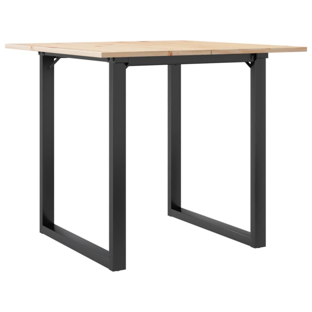 vidaXL Masă de bucătărie, cadru O, 90x90x75 cm lemn masiv pin și Oţel