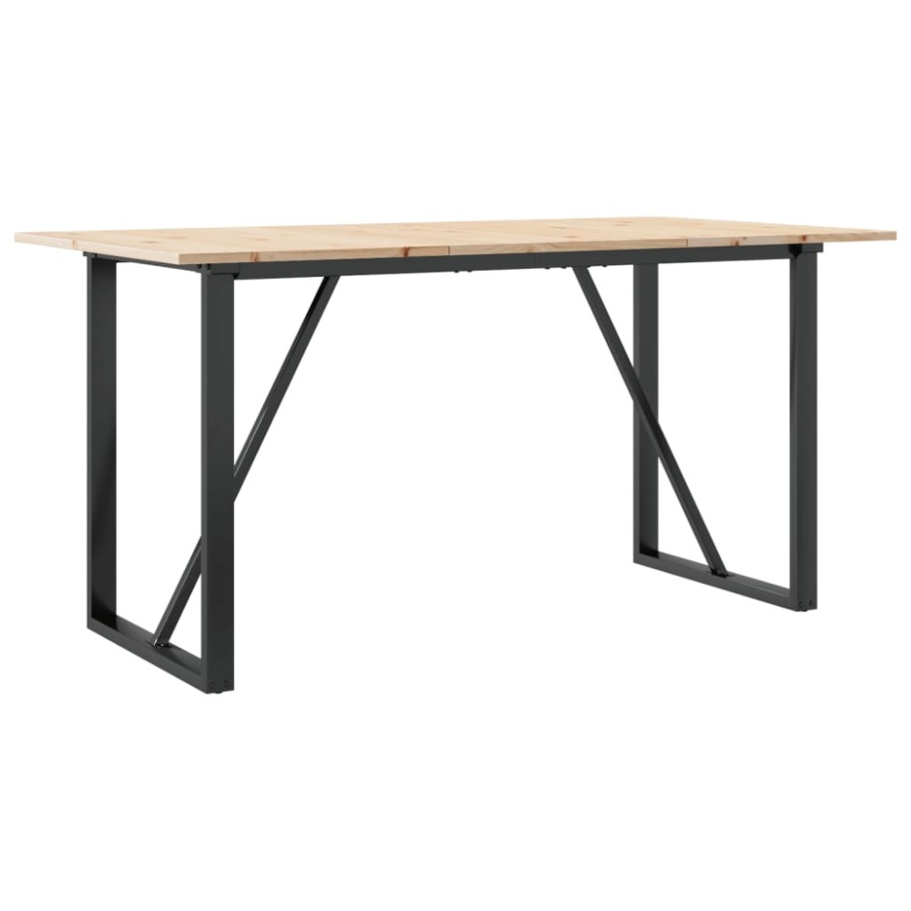 vidaXL Masă de bucătărie, cadru O, 140x80x75cm lemn masiv pin și Oţel