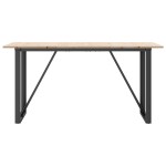 vidaXL Masă de bucătărie, cadru O, 160x80x75cm lemn masiv pin și Oţel vidaXL Masă de bucătărie, cadru O, 160x80x75cm lemn masiv pin și Oţel