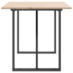 vidaXL Masă de bucătărie, cadru O, 160x80x75cm lemn masiv pin și Oţel vidaXL Masă de bucătărie, cadru O, 160x80x75cm lemn masiv pin și Oţel