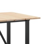 vidaXL Masă de bucătărie, cadru O, 160x80x75cm lemn masiv pin și Oţel vidaXL Masă de bucătărie, cadru O, 160x80x75cm lemn masiv pin și Oţel