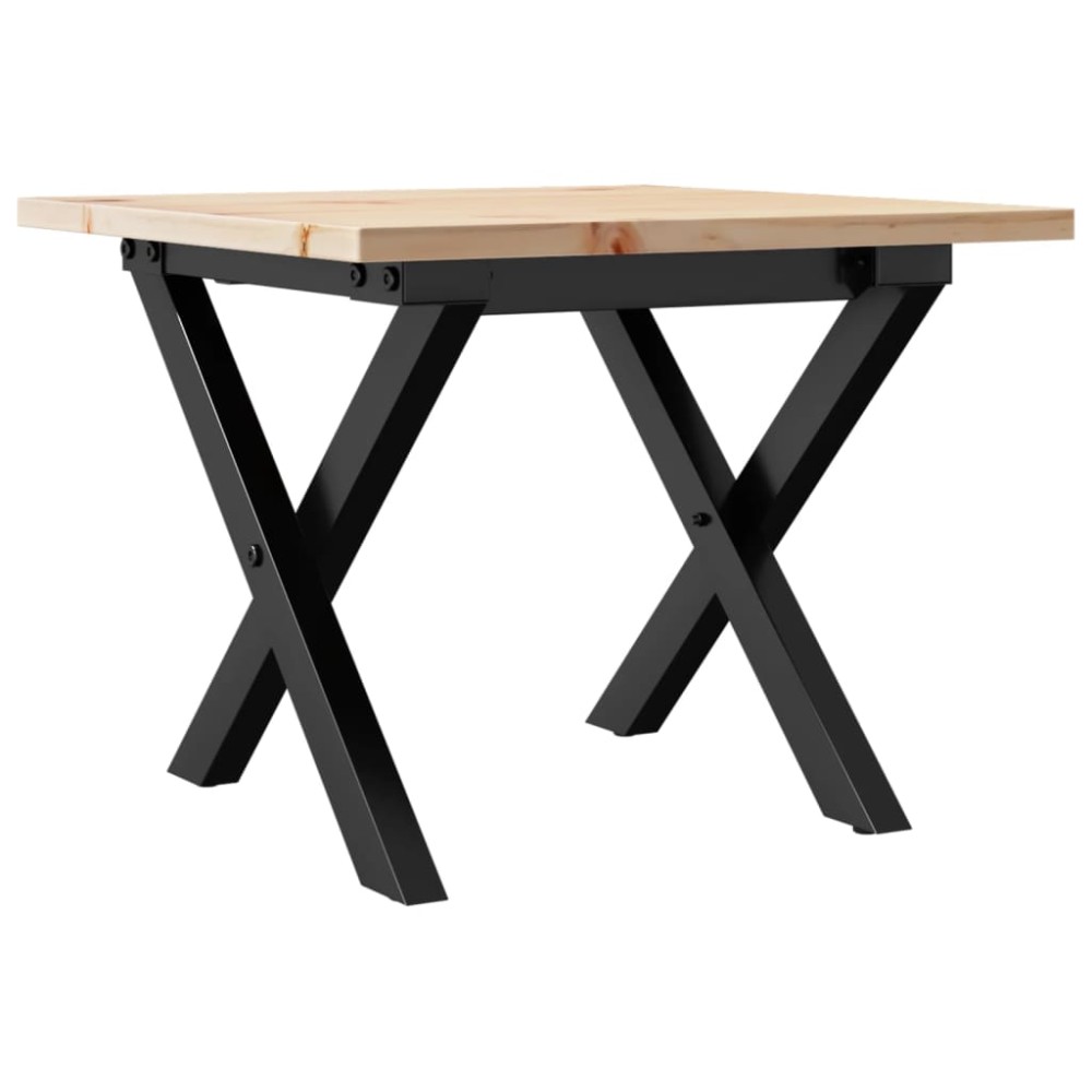 vidaXL Masă de cafea, cadru X, 40x40x35 cm, lemn masiv pin și Oţel