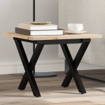 vidaXL Masă de cafea, cadru X, 40x40x35 cm, lemn masiv pin și Oţel