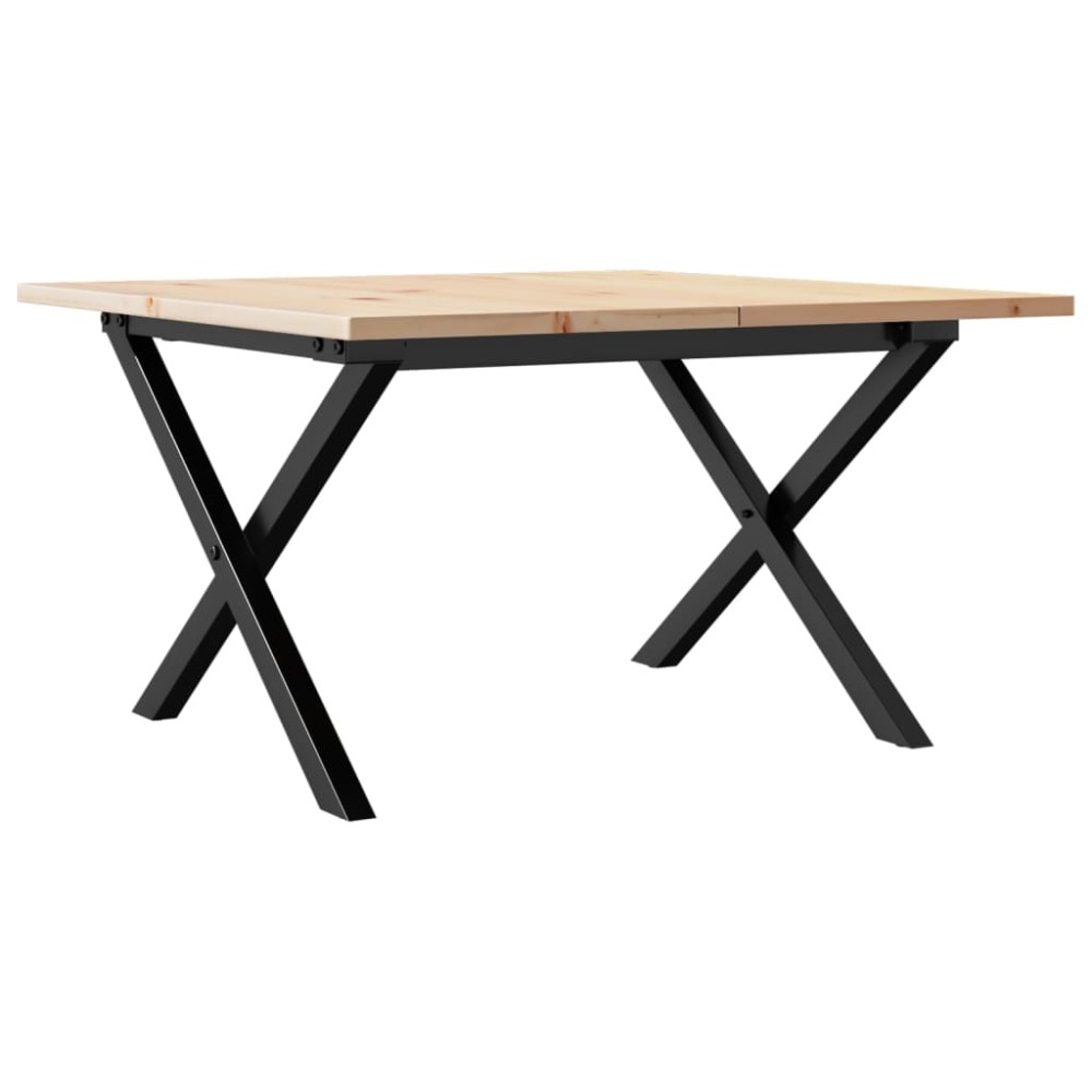 vidaXL Masă de cafea, cadru X, 60x60x40 cm, lemn masiv pin și Oţel