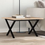 vidaXL Masă de cafea, cadru X, 60x60x40 cm, lemn masiv pin și Oţel vidaXL Masă de cafea, cadru X, 60x60x40 cm, lemn masiv pin și Oţel