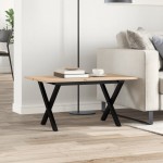 vidaXL Masă de cafea, cadru X, 80x50x40 cm, lemn masiv pin și Oţel