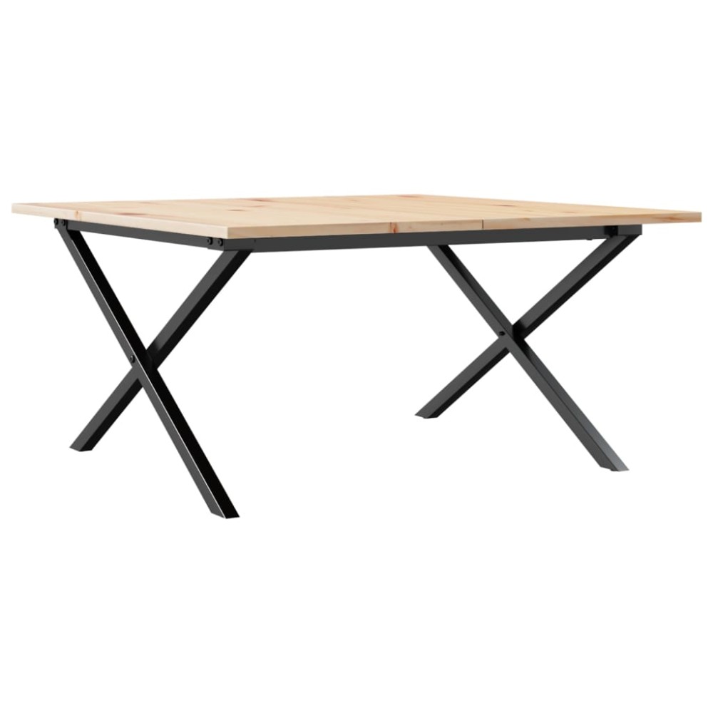 vidaXL Masă de cafea, cadru X, 80x80x45 cm, lemn masiv pin și Oţel