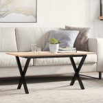 vidaXL Masă de cafea, cadru X, 90x40x45 cm, lemn masiv pin și Oţel