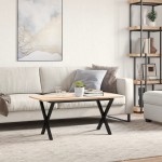 vidaXL Masă de cafea, cadru X, 90x40x45 cm, lemn masiv pin și Oţel