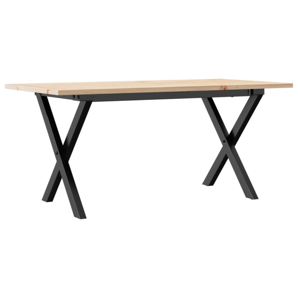 vidaXL Masă de cafea, cadru X, 100x50x45 cm, lemn masiv pin și Oţel
