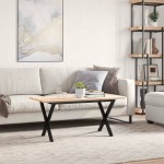 vidaXL Masă de cafea, cadru X, 100x50x45 cm, lemn masiv pin și Oţel