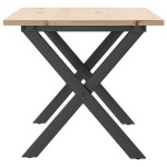 vidaXL Masă de cafea, cadru X, 100x50x45 cm, lemn masiv pin și Oţel