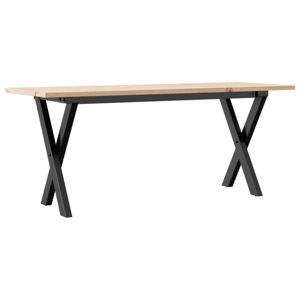 vidaXL Masă de cafea, cadru X, 110x40x45 cm, lemn masiv pin și Oţel