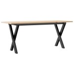 vidaXL Masă de cafea, cadru X, 110x40x45 cm, lemn masiv pin și Oţel vidaXL Masă de cafea, cadru X, 110x40x45 cm, lemn masiv pin și Oţel