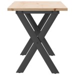 vidaXL Masă de cafea, cadru X, 110x40x45 cm, lemn masiv pin și Oţel vidaXL Masă de cafea, cadru X, 110x40x45 cm, lemn masiv pin și Oţel