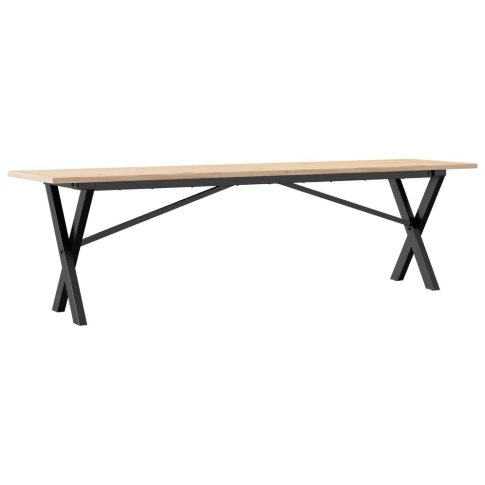 vidaXL Masă de cafea, cadru X, 160x40x45 cm, lemn masiv pin și Oţel