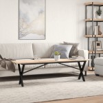 vidaXL Masă de cafea, cadru X, 160x40x45 cm, lemn masiv pin și Oţel