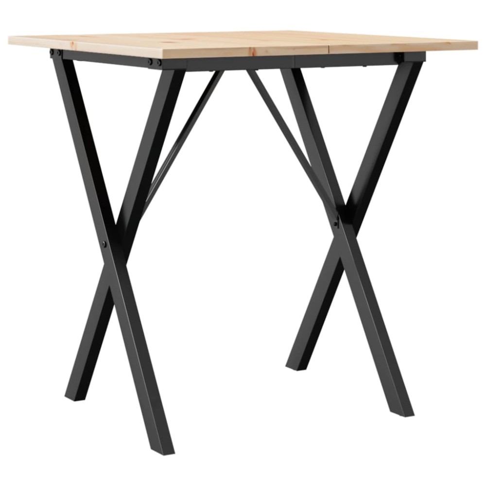 vidaXL Masă de bucătărie, cadru X, 70x70x75 cm lemn masiv pin și Oţel