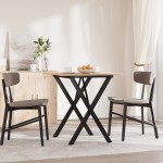 vidaXL Masă de bucătărie, cadru X, 70x70x75 cm lemn masiv pin și Oţel