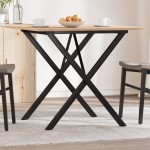vidaXL Masă de bucătărie, cadru X, 90x90x75 cm lemn masiv pin și Oţel vidaXL Masă de bucătărie, cadru X, 90x90x75 cm lemn masiv pin și Oţel