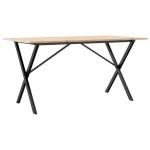 vidaXL Masă de bucătărie, cadru X, 160x80x75cm lemn masiv pin și Oţel