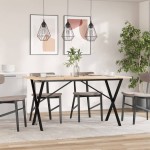 vidaXL Masă de bucătărie, cadru X, 160x80x75cm lemn masiv pin și Oţel