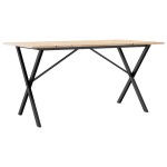 vidaXL Masă de bucătărie, cadru X, 160x80x75cm lemn masiv pin și Oţel