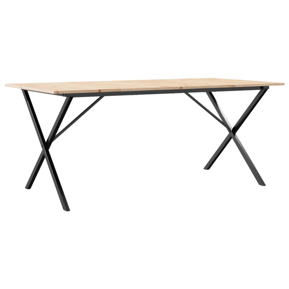 vidaXL Masă de bucătărie, cadru X, 180x90x75cm lemn masiv pin și Oţel