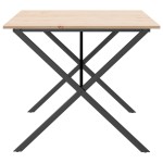 vidaXL Masă de bucătărie, cadru X, 180x90x75cm lemn masiv pin și Oţel