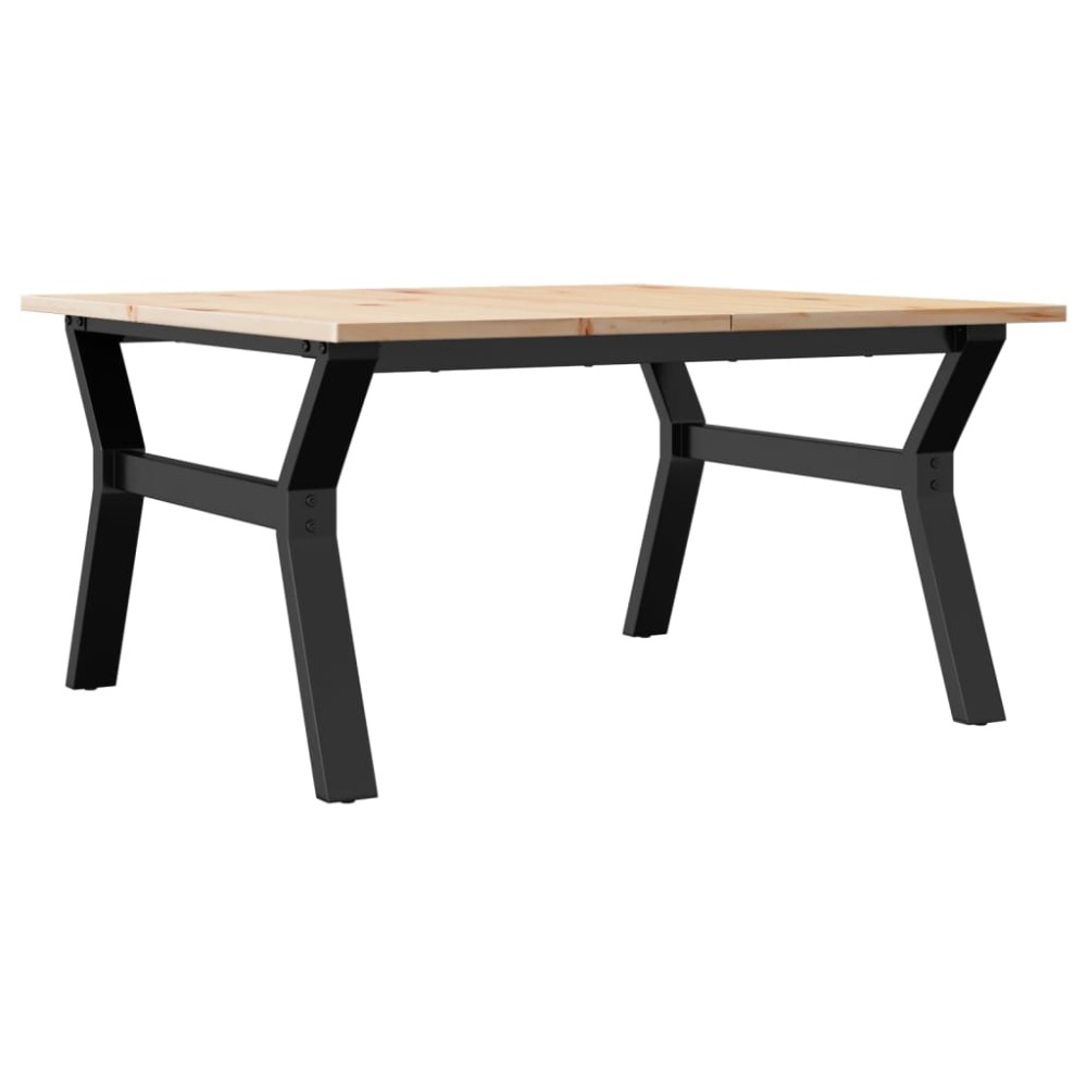 vidaXL Masă de cafea, cadru Y, 90x90x45 cm, lemn masiv pin și Oţel