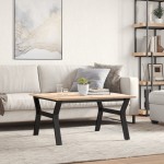 vidaXL Masă de cafea, cadru Y, 90x90x45 cm, lemn masiv pin și Oţel
