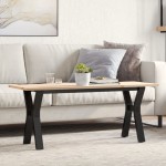 vidaXL Masă de cafea, cadru Y, 110x40x45 cm, lemn masiv pin și Oţel vidaXL Masă de cafea, cadru Y, 110x40x45 cm, lemn masiv pin și Oţel