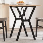 vidaXL Masă de bucătărie, cadru Y, 70x70x75 cm lemn masiv pin și Oţel